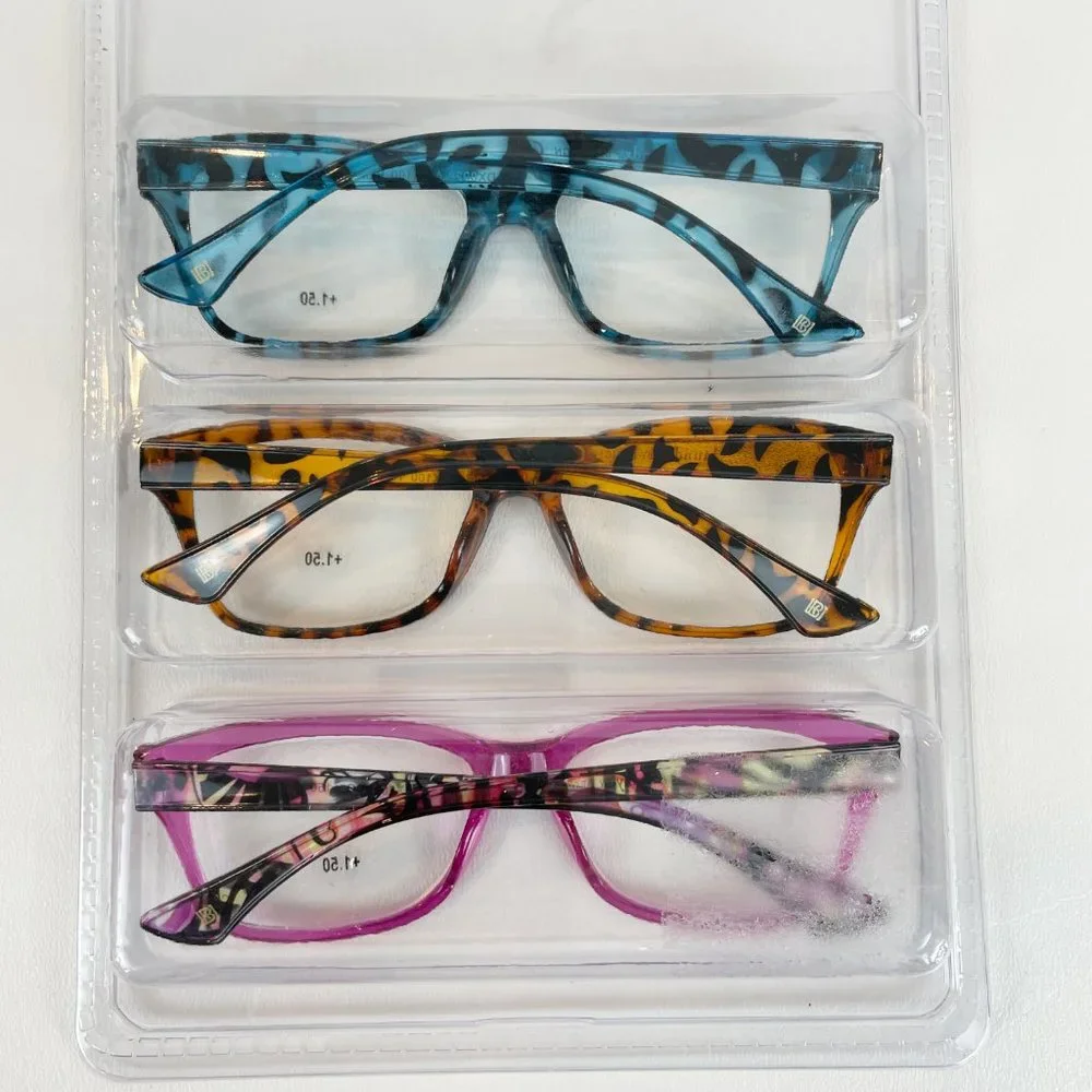 Laundry by Design +1.50 Reading Glasses Animal Print Pink Brown Blue